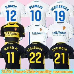 2023 2024 Real Zaragoza Fran Gamez 축구 유니폼 키트 Zapater 23 24 Home Away Jersey Pombo Kagawa 축구 Maillots 셔츠 Guti Javi Ros 남자 L. Suarez Camiseta Sets Kids