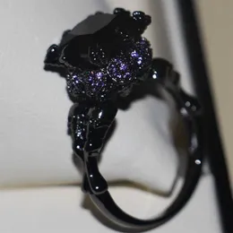 Victoria Wieck Cool Vintage Jewelry 10KT Black Gold Filled black AAA Cubic Zirconia Women Wedding Skull Band Ring Gift Size5-11 Y02915