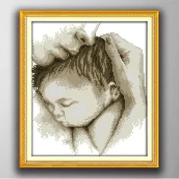 Ferramentas Abrace o amor da mãe do bebê, estilo gracioso Cross Stitch Needlework Define Kits de bordado pinturas contadas impressas em tela DMC 1