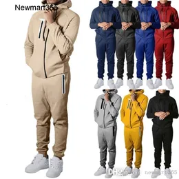 Sports Fitness Leisure Suit Mens Tracksuits Två stycken Set Designer Spring Autumn New Youth Air Lay Hooded dragkedja Mens Sportsuit