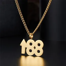 Manlig titanstålhalsband 88 upp stigande hänge Simple Number Dingle Chain Unisex Jewelry Gifts Chains285p