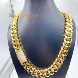 Hip Hop Iced Out Vvs Moissanite Clasp Custom 8mm 10mm 12mm 14mm Stainless Steel Jewelry Chain Gold Necklace