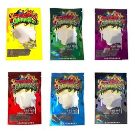 6 Färg 500 mg mylar förpackningspåse detaljhandelsdragare med zip -låsförpackningsväska maskar björnar kuber cnskq bjhxt