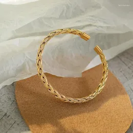 Pulseira de aço inoxidável pulseira aberta mulheres banhado a ouro manguito acessórios de jóias de luxo pulsera para mujeres