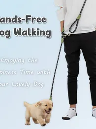 Köpek yakaları evcil köpekler güvenlik çekiş ipi eller ücretsiz moda naylon yansıtıcı crossbody tasma küçük orta büyük yürüyüş açık havada