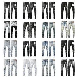 Marca de designer de jeans roxa masculina empilhada calças longas rasgadas marca de rua retro wash hole hole jeans slim fit straight moda calça jeans streetwear cccc
