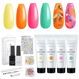 Makartt Poly Nail Extension Gel Kit 4色すべて1つのビルダー接着剤ジェルとベーストップコートセットネイルフォームフレンチマニキュア231227