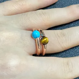 2PCSSET Simple Round Ring staplad Mix Color Candy Color Ring Mica Turquoise Crystal Ring för Wome Birthday Present 231226