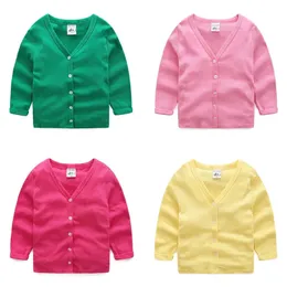 2023 Bahar Varış Çocukları s Sweater Candy Renkli Örgü Hırka Günlük V Boyun 231226