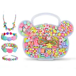 1Box Child Beaded Toys Kit Kids Beads Set Creative Loose Beads For DIY Bracelets Necklace Crafts Jewelry Children Toy Gifts 231227