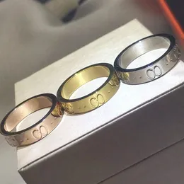 Europa Amerika Modestil Ring Männer Dame Frauen Titanstahl Gravierte G-Initialen 18 Karat Gold Liebhaber Ringe 3 Farbe Größe US5-US11218i