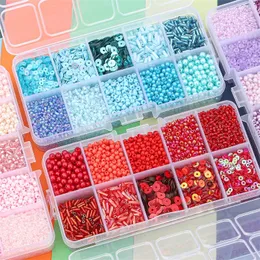 Czech Crystal Glass Seed Beads Sequin Kit Charms Alphabet Beads Box for Jewelry Making DIY Bracelets Rings Earring Bag Shoes Set 231227