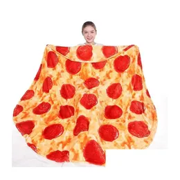 Decken Pizzadecke Neuheit Realistisches Essen für Kinder Adt Soft Pepperoni Lustige Geschenke Teen Boy Drop Delivery Hausgartentextilien Dhzls