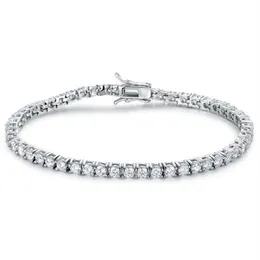 Quality 4A Entire 3mm 4mm CZ Tennis Bracelet In Real Solid 925 Sterling Silver Classial Jewelry 2pcs Lot247Z