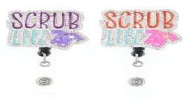 Portachiavi moda Scrub Life Porta documenti retrattile con strass per accessori per nome infermiera Bobina porta badge con clip a coccodrillo2484712