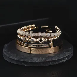 4 pièces ensemble hommes acier sculpture écriture espagnole charme bracelet Micro Zircon croix Pulseira Bileklik luxe fait main bijoux cadeau Valent227f