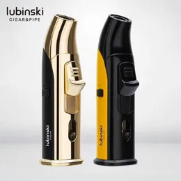 Lubinski metal direto flush chama azul à prova de vento mais leve com perfurador broca acessórios de cigarro ao ar livre butano sem ferramenta de ignição de gás