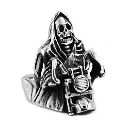 Grim Reaper Skull Ride Motorcykelring rostfritt stål smycken vintage skalle motorcyklist män ring SWR0446 B2767