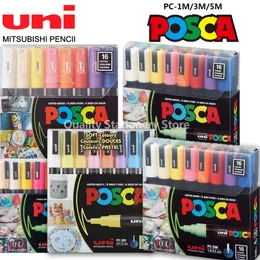 Uni Posca Marker Set Graffiti Ambafat PC-1M PC-3M PC-5M POP Reklam Poster Kalemi Çizim Elle Çizilen Öğrenci Sanat Malzemeleri 231226