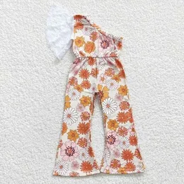 Wholesale Baby Girl Floral Jumpsuit Toddler Children Lace One Shoulder Onepiece Clothing Kids Pants Romper 231226
