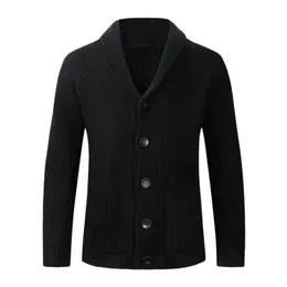 Cardigan da uomo in stile casual e alla moda, cappotto in maglia di cotone tinta unita, camicia monopetto con risvolto, economico 231227