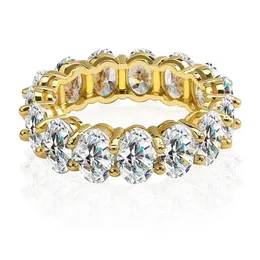 Superbes bijoux de luxe 925 SilverGold Fill Oval Cut White Topaz CZ Diamond Gemstones Promise Eternity Femmes Wedding Band Ring Gi2608