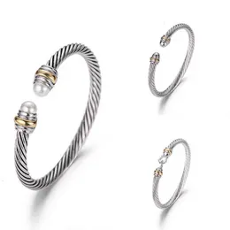 Pulseira dy designer de luxo twisted Pearl Head Women Moda Versátil Twist Bracelets Jóias Platina Plated Gifts 5mm 5mm