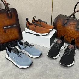 Мужские кроссовки из эластичного трикотажа, дизайнерские брендовые портативные дышащие спортивные туфли с круглым носком, удобные носки для бега
