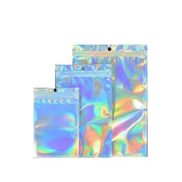 레이저 Ziplock Bag Cosmetic Packaging 셀프 밀봉 선물 가방 명확한 홀로그램 보석 두꺼운 알루미늄 호일 지퍼 잠금 가방 Raovg lqwso