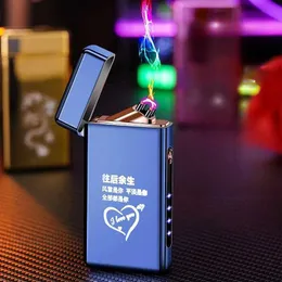 Высококачественная электрическая двойная дуговая USB-зажигалка, уличная ветрозащитная импульсная плазменная цифровая зажигалка с дисплеем, мужской подарок