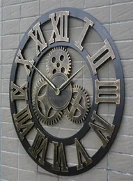 Retro Industrial Gear Wall Clock Decorative Hanging Clock Roman Siffer Wall Decor Quartz Clocks Home Decor6549666