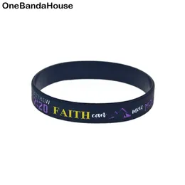 100PCS Jesus Silicone Rubber Bracelet Debossed Filled in Color Matthew 1720 Faith can move mountains214U