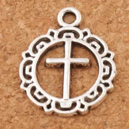 Offene Blume Kreis Kreuz Spacer Charm Perlen 150 Stück Los 16 3 x 19 8 mm Antiksilber Anhänger Legierung handgefertigter Schmuck DIY L495227m