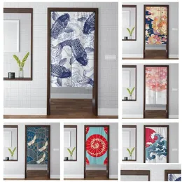 Perde Japon Noren Çiçek Kuş Sazan Kapısı You İyi Şans Ev Dekoru Yatak Odası Mutfak Kısa P Colorf Sanatsal Damla Teslimat Gar Dhouj