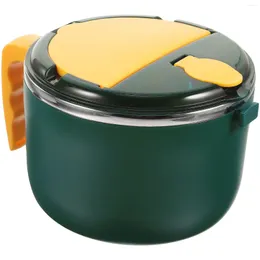 Servis uppsättningar Instant Noodle Bowl Noddle Bowls Ris sallad med lock soppa lock PP Dining Student Metal Containers