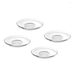 Xícaras pires 4 PCs Pris de vidro Placas de chá domésticas lanches decorativos lanches de café