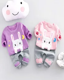 Bébé 2 pièces garçons bambin filles lapin t-shirt pantalons longs vêtements tenues Set3564465