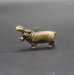 Estatuetas decorativas chinês puro latão hipopótamo pequeno pingente