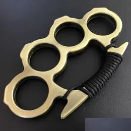 Brass Knuckles Sier Black Metal Knuckle Duster Four Finger Self Defense Clasp Safety Men And Women Bracelet Fitness Edc Pocket Tool Dr Dh61A