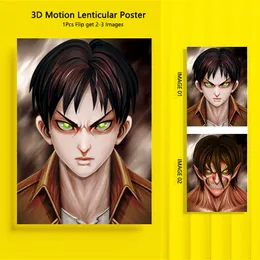 AOT 3D Motion Leticular Posters Waterproof Stickers 1PCS Flip Has 2-4 Images for Home Room Decor Wall Paintings Decoration Kid's Room Creactive Decor Gifts