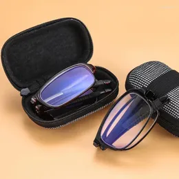 Sonnenbrille, faltbare Lesebrille mit Reißverschlussetui, Unisex, tragbar, leicht, presbyopische Brille, Lesebrille, 1,0 x – 4,0 x