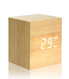 Termómetro Digital, reloj despertador LED de madera, retroiluminación, Control por voz, madera, Retro, brillo, mesa de escritorio, despertador luminoso, Clocks7837832