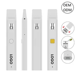 Ultra-low価格カスタムブランド1.0ml 2.0ml白い空のオイルタンク使い捨て蒸気吸引症D8 D9 HHC予熱USB充電デバイスセラミックコイルポッド510カートリッジVAPE USA EU Wharehous