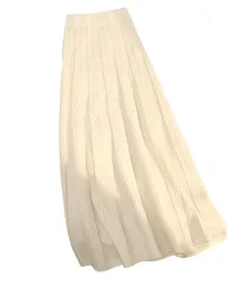 ニット女性の中部と冬のハイウエストA字型のスリムプリーツハーフレングス傘スカートS M L XL