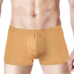Unterhosen Einfarbige Herren-Slips mit niedriger Taille, Milchseide, U-konvexe Boxershorts, hochwertige, erschwingliche, atmungsaktive, dehnbare Unterwäsche für Herren