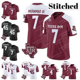 Texas Am Aggies 축구 저지 에드 게르 린 쿠퍼 무스 무스 무하마드 III Amari Daniels Marcel Reed Evan Stewart Conner Weigman 2 Johnny Manziel New Custom