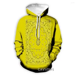 Hoodies masculinos 12 cores bandana padrão 3d impresso moda moletom com capuz harajuku hoodie topos roupas para mulher/homem