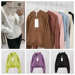 Hoodies Swestshirts Scuba Half Zip Yoga بالإضافة إلى سماكة المخملية التي يرتدي ملابس رياضية Terry مصمم لولوس سترة الصال