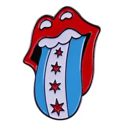 STONE Rolling Chicago Flag Рок-группа Эмалированная брошь на булавке Броши на лацкане Значок из сплава металла Джинсовая куртка Ювелирные аксессуары1828530