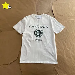 24SS Streetwear T-shirt bianca nera T-shirt con stampa verde T-shirt allentata casual per uomo donna